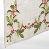 SARO Lifestyle 16" X 108" Embroidered Holly Design Runner Natural - 2 of 3