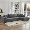 137.8" Corduroy Upholstery L-Shaped Cloud Modular Sectional Sofa with Right Chaise and Pillows, All-Foam Compression Design - 4 of 4