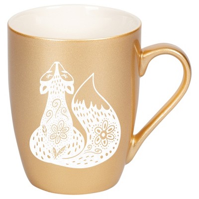 Elanze Designs 10 Ounce Metallic Finish New Bone China Tea Coffee Cup Mug� Shimmering Gold Sly Forest Fox