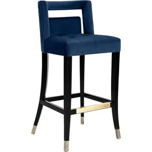 UNISOAR Modern Counter Height Bar Chair Set of 2 Velvet Bar Stools with Armrest Vintage Bar Chairs for Home and Kitchen, Blue - 1 of 4