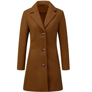 INSPIRE CHIC Women's Single Breasted Notched Lapel Long Winter Coats - 1 of 4