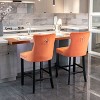 CAVINAS Set of 2 Velvet Upholstered Bar Stools with High Back, Solid Wood Legs, Button Tufted Decoration & Chrome Nailhead Trim - 2 of 4