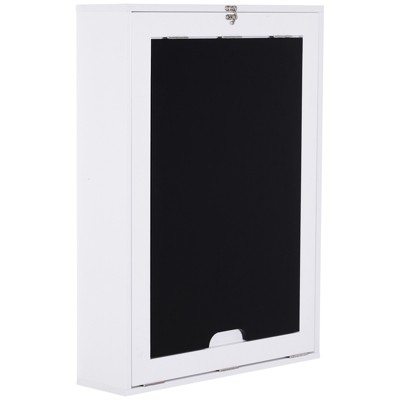 White Wall Mounted Foldable Desk with Blackboard and Shelves