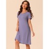 cheibear Women's Ruffle Round Neck Short Sleeve Loungewear Nightshirts - 2 of 4