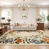 5x7 Beige Floral Washable Rug, Non-Slip Low Pile Carpet, Foldable Non-Shedding Stain-Resistant Area Rug for Living Room, Dining, Office - 2 of 4