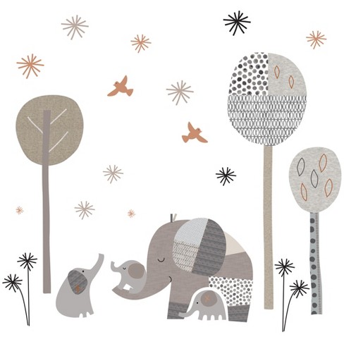 Bedtime Originals Elephant Love Gray Elephants/Trees/Stars Wall Decals/Stickers - image 1 of 3