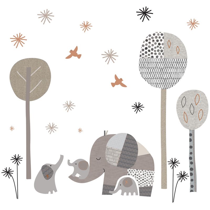 Bedtime Originals Elephant Love Gray Elephants/Trees/Stars Wall Decals/Stickers, 1 of 4