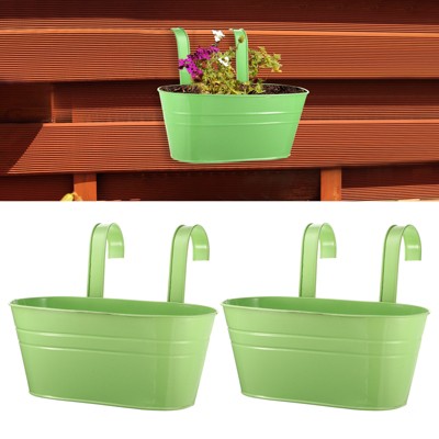 Unique Bargains Balcony Metal Versatile Anti-Rust Hanging Flower Holder 2 Pcs