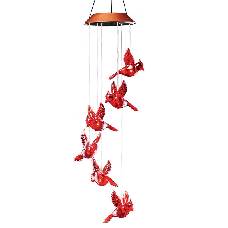 Collections Etc Sparkling Solar Hanging Cardinal Outdoor Garden Mobile 5 X 5 X 30 Red, 1 of 4
