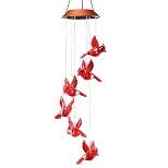 Collections Etc Sparkling Solar Hanging Cardinal Outdoor Garden Mobile 5 X 5 X 30 Red