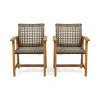 Modern Patio Arm Chair Set Of 2,High-quality Patio Chair With Acacia Wood Frame,Rope Weave Design,Patio Chairs -Maison Boucle - 3 of 4