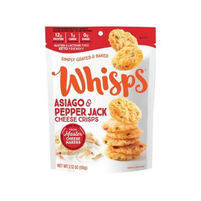 Image of Whisps Asiago and Pepper Jack Cheese Crisps - 2.12oz