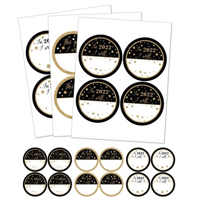 Big Dot of Happiness New Year's Eve - Gold - 2022 New Years Eve Resolution Party Name Tags - Party Badges Sticker Set of 12