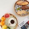 Aoibox Round Rattan Tray with Mother of Pearl Inlay, Handmade Wicker Serving Tray for Coffee, Bread, Fruits, Decorative Table Decor and Storage Basket - 2 of 4
