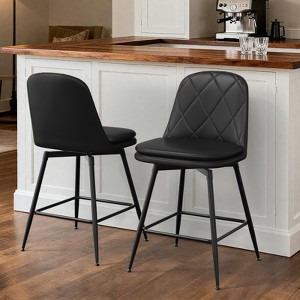 Huxxion Bar Stools Set of 2, Counter Height Swivel Bar Stools with High Back, 22" Seat Height for Kitchen Island & Home (Black) - 1 of 4