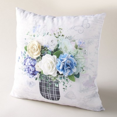 3D Flower Rose Pattern Linen Cushion Cover Pillowcase Sofa Decor Square 16.5” 