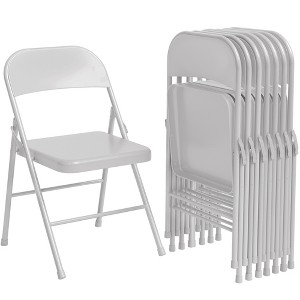 All-Steel Folding Chairs with Backrest, Heavy Duty Metal Foldable Dining Chair Set, Hold Up to 350 LBS, Portable Chair for Indoor & Outdoor Events - 1 of 4