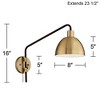 360 Lighting Colwood Mid Century Modern Swing Arm Wall Lamps Set of 2 Brass Bronze Plug-in Light Fixture Adjustable Dome Shade for Bedroom Living Room - 4 of 4