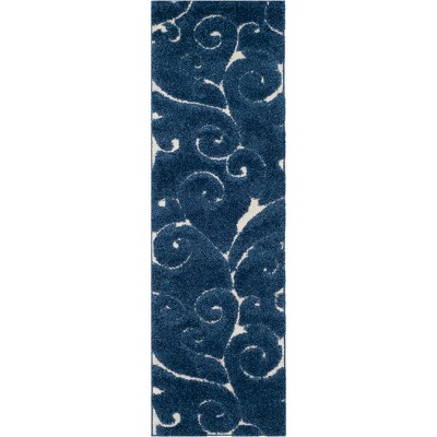 2'3"x9' Runner Swirl Loomed Rug Dark Blue/Cream - Safavieh