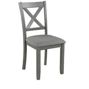 Gulches Wooden Dining Chairs Set of 4, Gray Linen Upholstery, Ergonomic X-Back, Padded Seat, Rubber Wood Frame, 330 LBS Capacity - 1 of 4