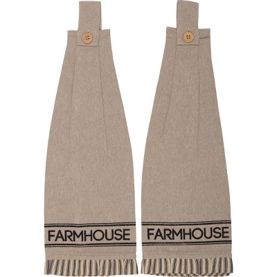 Sawyer Mill Charcoal Farmhouse Button Loop Tea Towel Set of 2