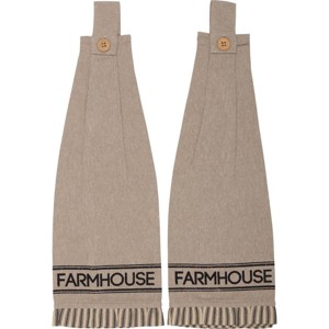 Sawyer Mill Charcoal Farmhouse Button Loop Tea Towel Set of 2 - 1 of 4