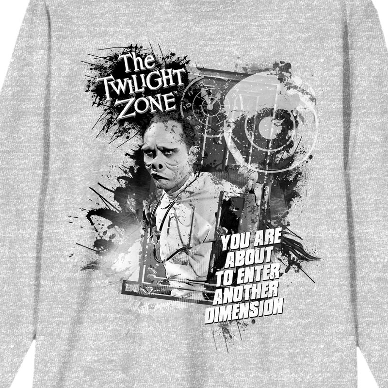 Twilight Zone You Are About To Enter Another Dimension Adult Heather Grey Crew Neck Athletic Long Sleeve Shirt, 2 of 3