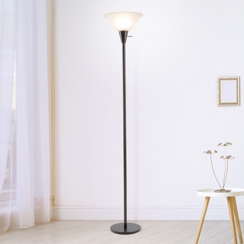 Complete with a 6w LED GLS Bulb Modern Matt Grey Uplighter Floor Lamp with a Bowl Shaped Shade 3000K Warm White