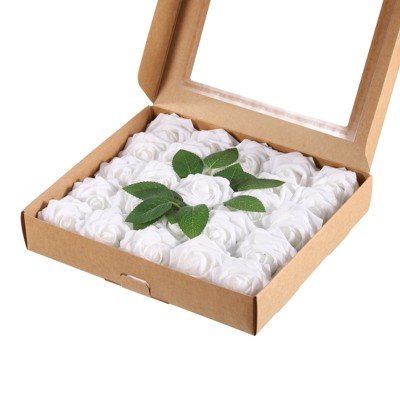 Unique Bargains Mini Artificial Rose Flower Heads for DIY Craft 3.15 Inch Dia 50 Packs