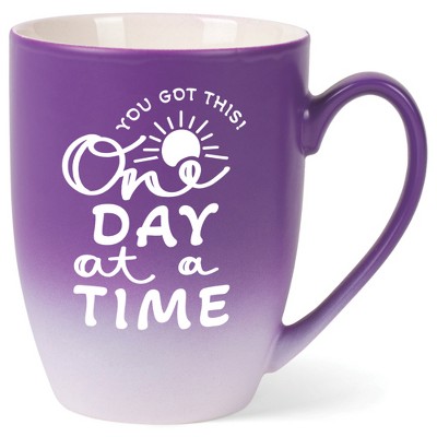Elanze Designs You Got This One Day At A Time Two Toned Ombre Matte Purple and White 12 ounce Ceramic Stoneware Coffee Cup Mug
