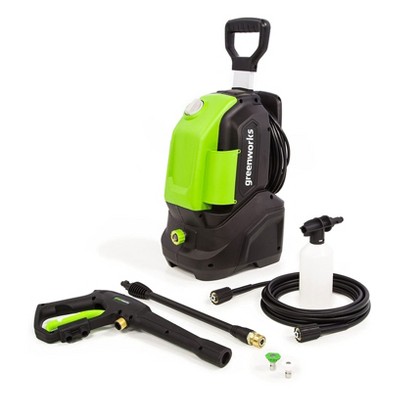 GreenWorks GPW1604 1600 PSI 1.2 GPM 13 Amp 120 V Electric Corded Power Vertical Pressure Washer with Hose Reel, Green