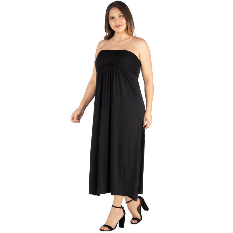 24seven Comfort Apparel Plus Size Strapless Maxi Dress, 2 of 5