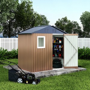 6x4 FT Metal Storage Shed with Window¨C Outdoor Utility Shed with Lockable Door & Air Vent, Garden/Yard Shed Kit for Backyard Patio Lawn - 1 of 4