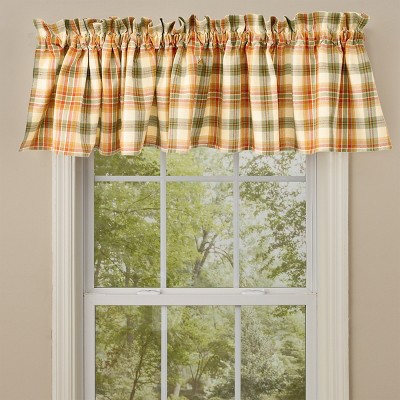 Plaid Yellow and Green Cotton Rod Pocket Valance 14''L