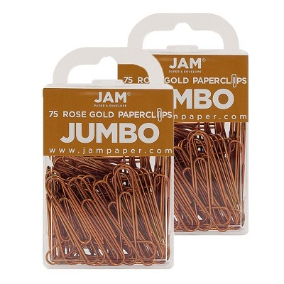 JAM Paper Colored Jumbo Paper Clips Large 2 Inch Rose Gold Paperclips 21832059A