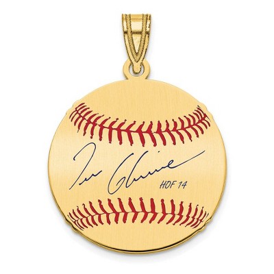 Black Bow Jewelry 14K Gold Plated Tom Glavine Signature SM Enamel Baseball Pendant