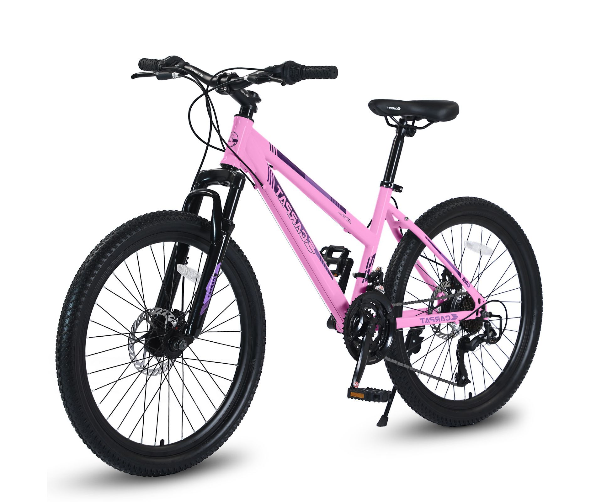 24 Inch Wheel Mountain Bike Front Suspension 21 Speeds Mountain Bicycles With Dual Disc Brake System Anti-skid Hardtail Steel Fram Easy Assembly