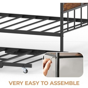 Twin Metal Daybed with Pop-Up Trundle, Modern Steel Frame Platform Bed with Headboard,Space-Saving Convertible Sleeper for Living Rooms,Bedroom - 1 of 4