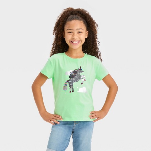 Girls Short Sleeve Unicorn Graphic Tee  The Children's Place CA - BLUE  RADIANCE