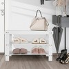 Costway Bamboo Shoe Rack Bench 3-Tier Storage Shelf Holder Home Entryway Hallway White - 2 of 4