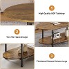 Garvee Brown Elegant Oval Coffee Table - 47.2" Vintage 2-Tier Cocktail Table with Roman Column Metal Legs, Bedroom, Office, and Small Spaces - 2 of 4