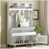 5-in-1 Hall Tree Storage Bench with Comfort Cushion and Shutter-Shaped Doors - 2 of 4