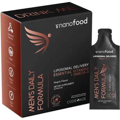 Codeage Men's Daily Liposomal Liquid Vitamins Supplement, Daily Multivitamin, Sugar-Free, 30 Pouches