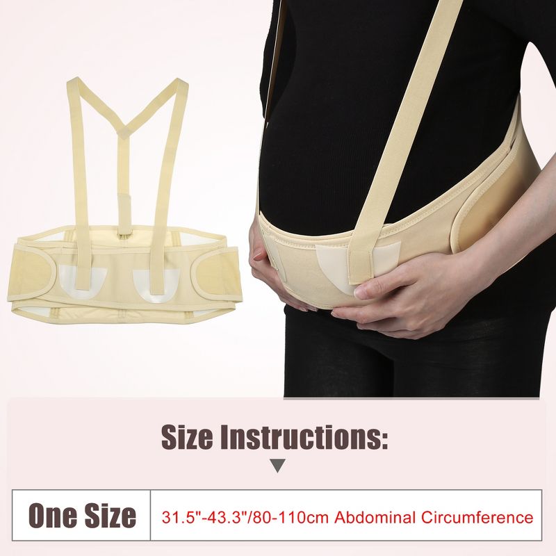 Unique Bargains Maternity Belt Abdomen Back Support Pregnancy Band with Shoulder Strap Beige 1PC, 2 of 4
