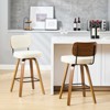 Bekrvio 26" Swivel Counter Height Bar Stools - Upholstered Faux Leather with Back, Bent Wood Legs, Mid Century Modern Kitchen Island Counter Stools - 2 of 4