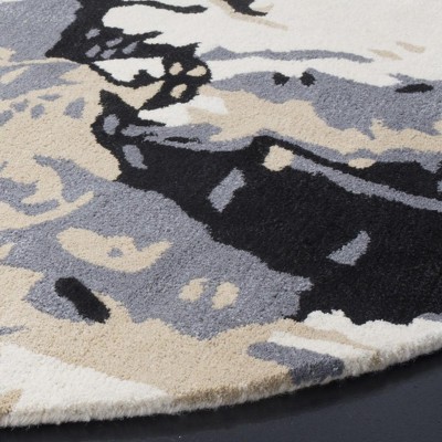 Elegant Ivory Hand-Tufted Wool Round Rug, Non-Slip, 59"