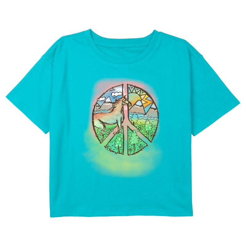 Girl's Lost Gods Peace and Horses Logo T-Shirt, 1 of 4