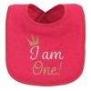 Hudson Baby Infant Girl Cotton Terry Drooler Bibs with Fiber Filling 10pk, Holiday Girl I Am One, One Size - 4 of 4