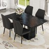 NicBex 5 Piece Dining Table Set for 4 with Black Marble Pattern Tabletop and 4 PU Chairs,White - 2 of 4