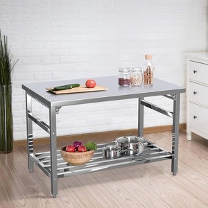 48x30 Stainless Steel Prep Table, Commercial Worktables with Adjustable Undershelf, Heavy Duty Folding Kitchen Island for Restaurant Kitchen Laundry - 1 of 4